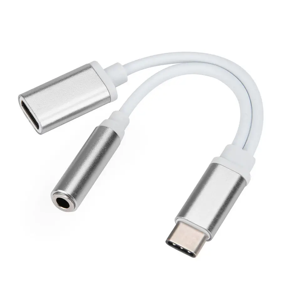 20pcs bundle 2 In 1 USB C Type C 3 5mm Audio Jack Headphone Adapter For Motorola Moto Z Droid 20 pieces