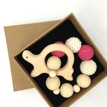 Crochet Bead Teething Ring Untreated Maple font b Teether b font with font b Organic b
