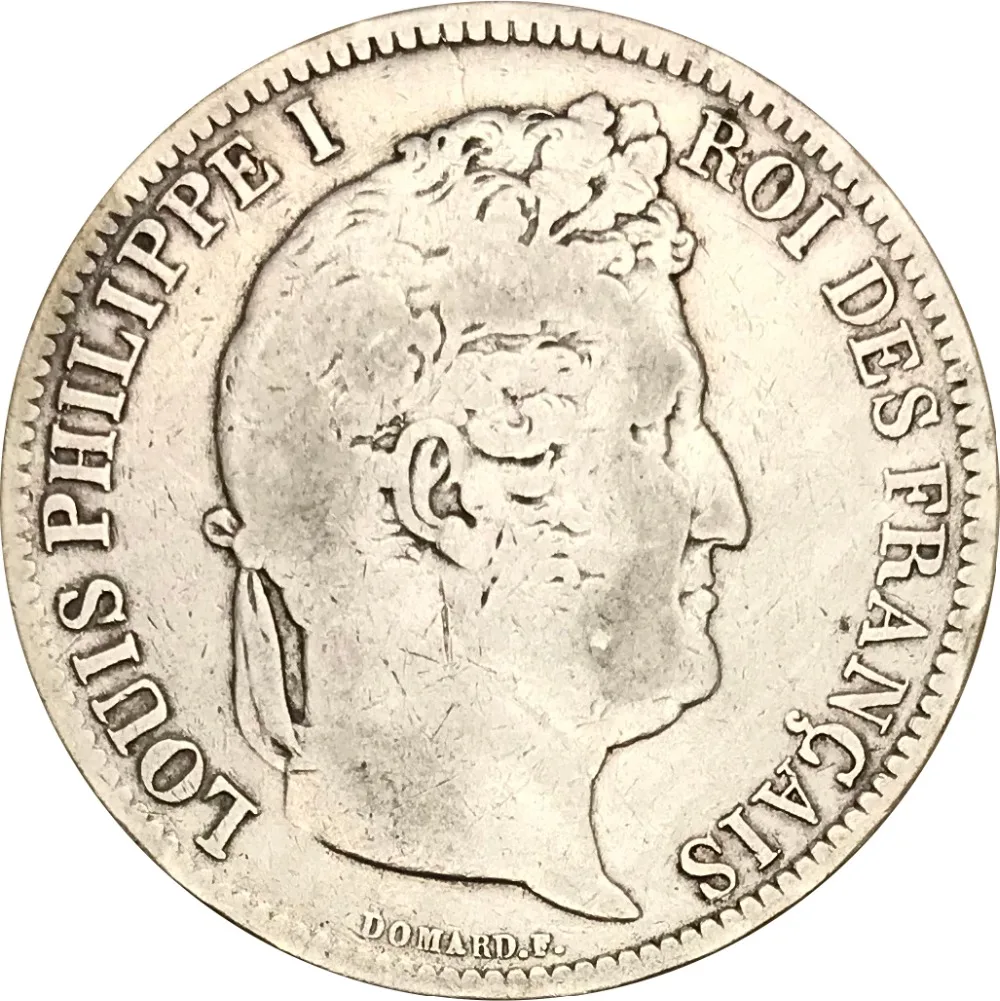 France 1831 Louis Philippe I 5 Francs Joseph Francois Domard 90% Silver Coin-in Non-currency ...