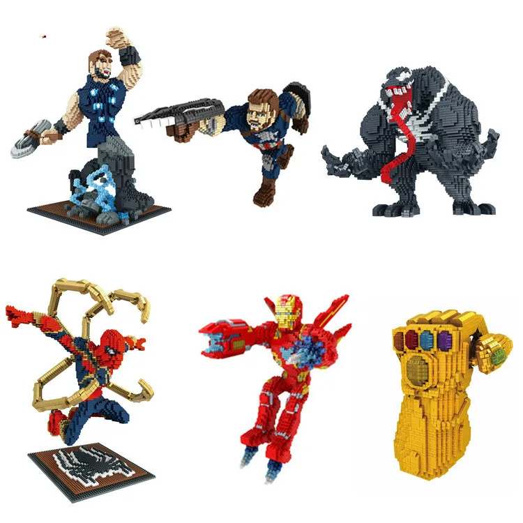 

Mini Blocks Big Size Super Heros Model Thor Building Toy Cartoon Auction Figures Block Brinquedos for Boy Gifts Kids Toys