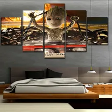 One Set Modular Picture Decor Frame 5 Panel Baby Groot Painting Movie Guardians Of The Galaxy Vol 2 Poster Wall Art Home Decor caifanes caifanes caifanes vol 2 picture disc