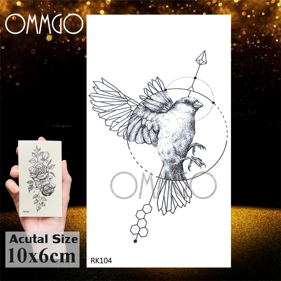 ORK104 OMMGO черная хна Луна рука Временные татуировки стикер сексуальная девушка боди-арт руки запястья фальшивые татуировки водостойкие татуировки на заказ - Цвет: ORK104