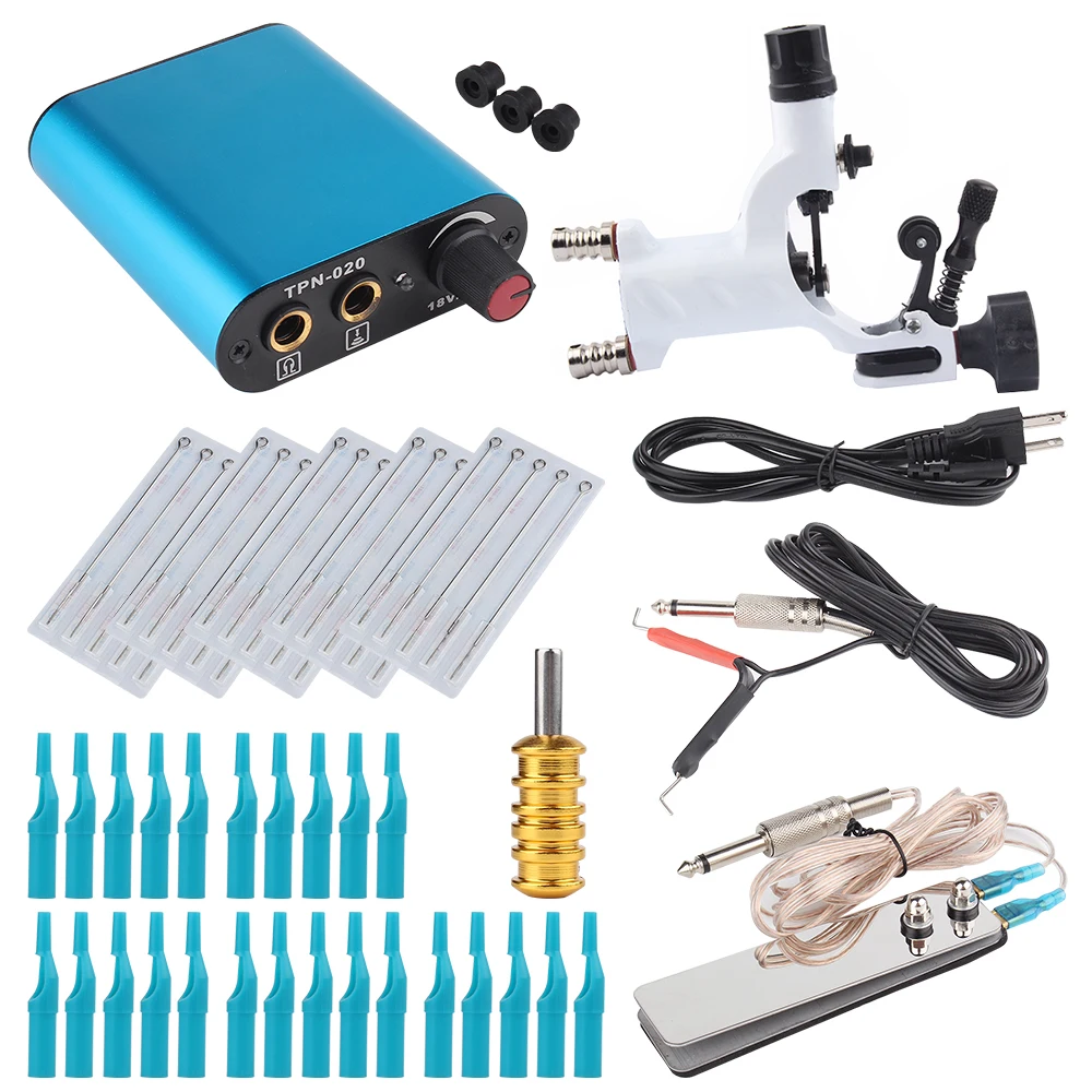 Tattoo Kit White Dragonfly Rotary Machine Shader &amp Liner With Needle and Disposable Tips Power Supply | Красота и здоровье