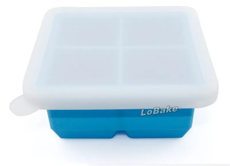 4 полостей с крышкой квадратной формы лоток для льда формы для детского питания коробка для хранения свежести Торт помадка форма для выпечки принадлежности