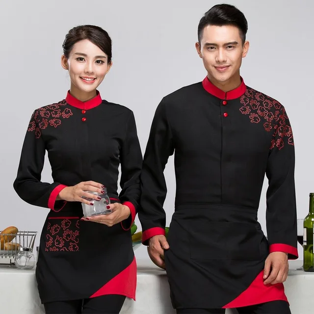 Long Sleeve Man Chef Jacket Black Food Uniform Restaurant Clothing