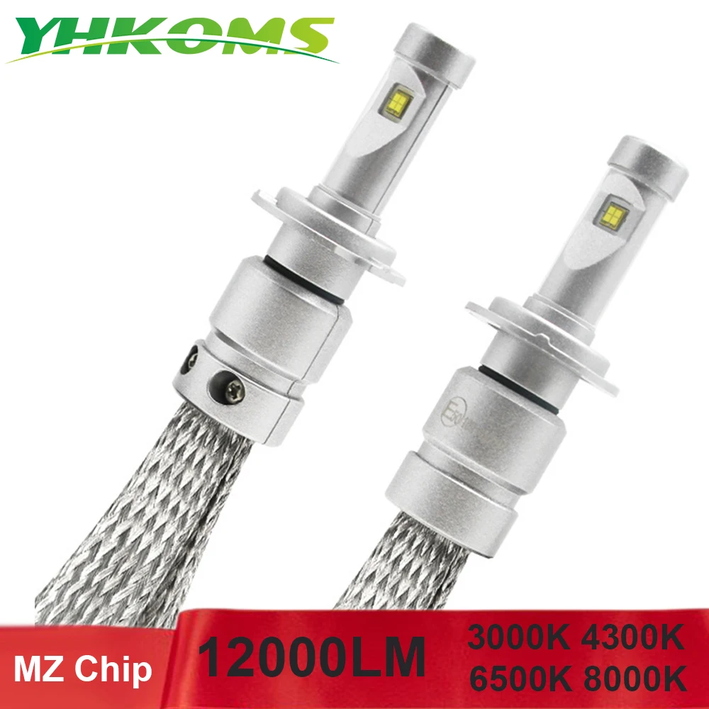 YHKOMS 12000LM 4300K 8000K H7 H4 LED 3000K 6500K H8 H9 H11 9005 HB3 9006 HB4 Автомобильные фары Противотуманные