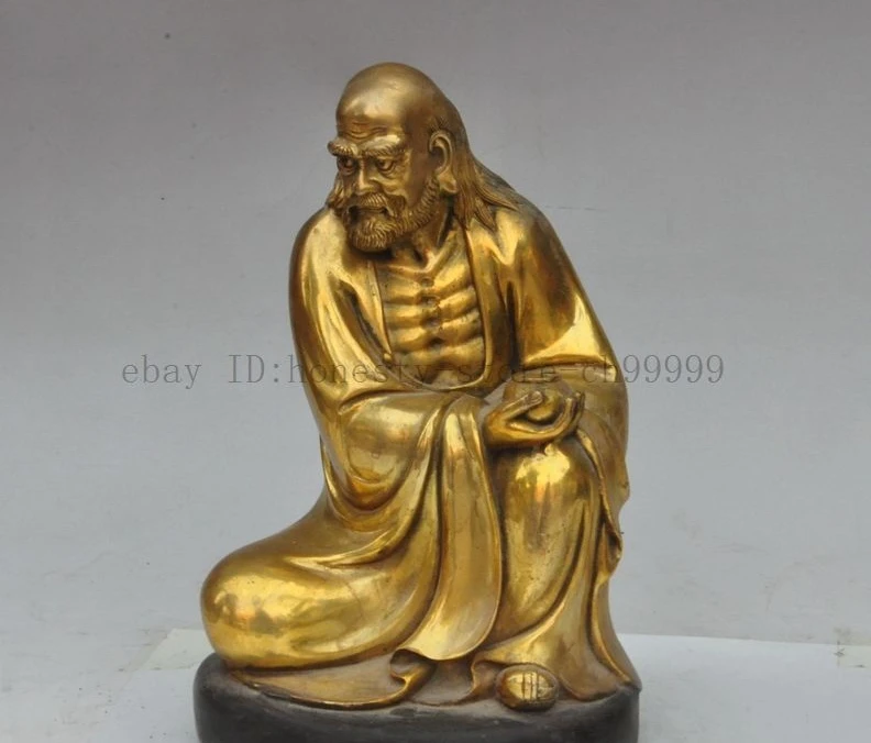 

tiber buddhism bronze gilt fane Arhat Damo Bodhidharma Dharma Buddha seat statue