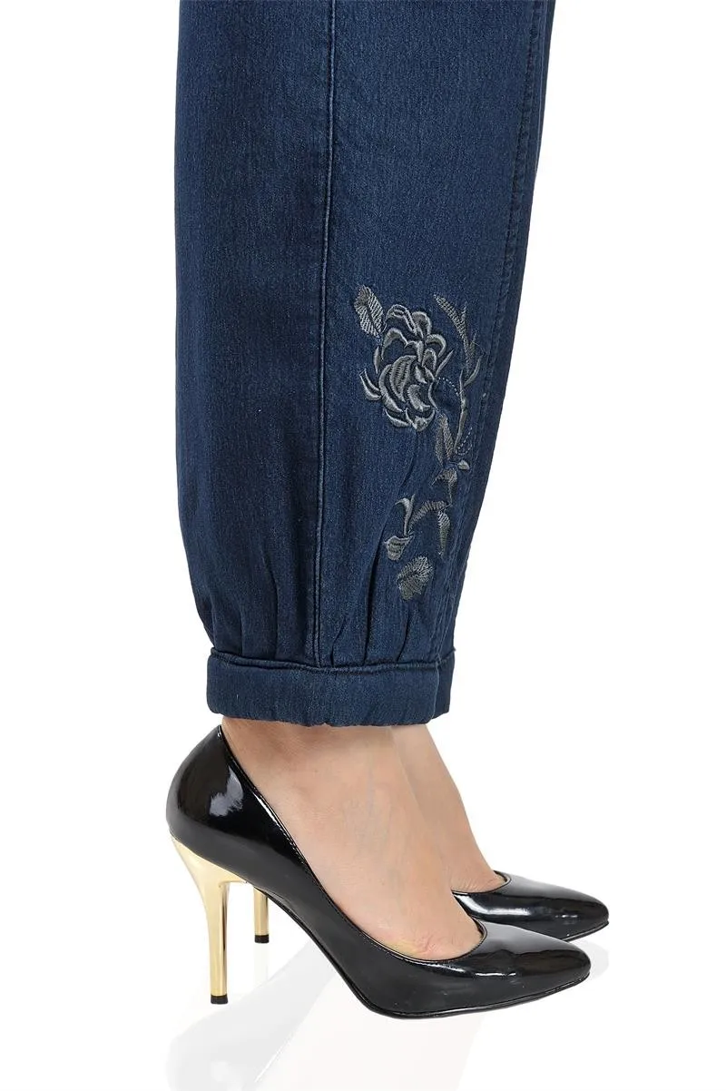 Женские Зимние флисовые джинсы червь Высокая талия плюс бархатные Широкие штаны для йоги джинсовые свободные брюки вышитые брюки