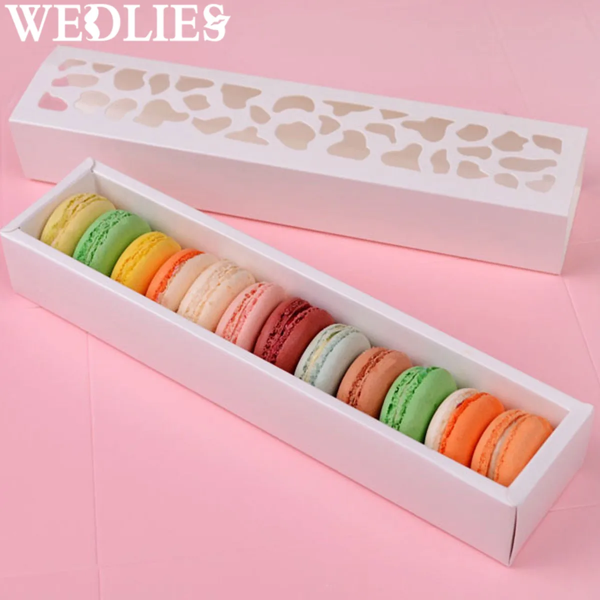 

10Pcs/Set Cookies Packing Box White Hollow Cake Macaron Boxes Container Cupcake Storage Holder Wedding Party Events Favor Gift