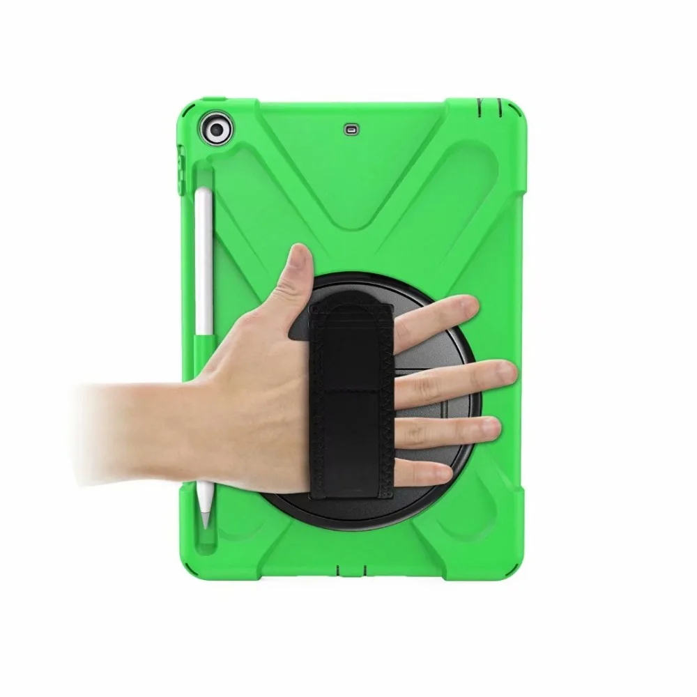Case for iPad 9.7 2017 2018 Case Silicon Cover 360 Rotating Shockproof Hand Strap for iPad 2018 2017 9.7 Pencil Holder Cover     (2)