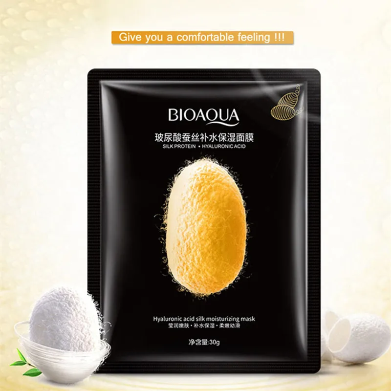 BIOAQUA Silk Protein Essence Facial Mask Hyaluronic Acid Moisturizing Face Mask Anti-Aging Deep Replenishment Smooth Skin Care 5