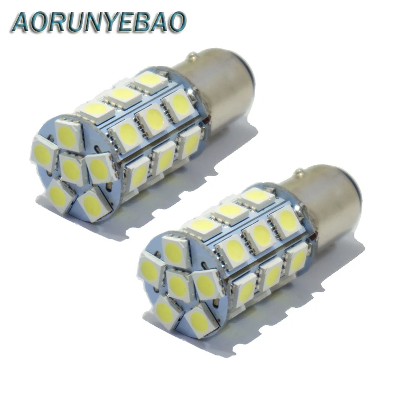 AORUNYEBAO 10PCS/Lot 1156 BA15S S25 P21W 27 SMD 5050 led Brake Tail Trun signal Lights bulb lamp 12V White Red Blue Yellow | Автомобили и