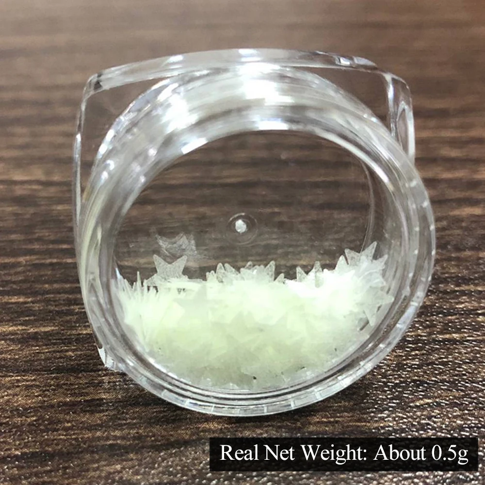 القمر بدء مسمار الفن بريق الترتر قلادة متوهجة ومضيئة في الظلام زهرة شكل تقشر الفلورسنت نصائح الديكور مانيكير SAYP01-07