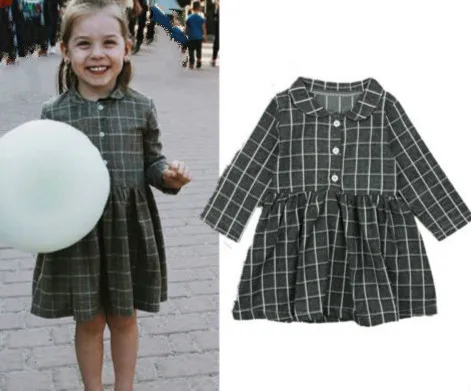 

2018 Autumn New Baby Dress Toddler Infant Baby Kids Girl Plaids Long Sleeve Ruffles Dress Casual Princess Dress Outfits 1-6T