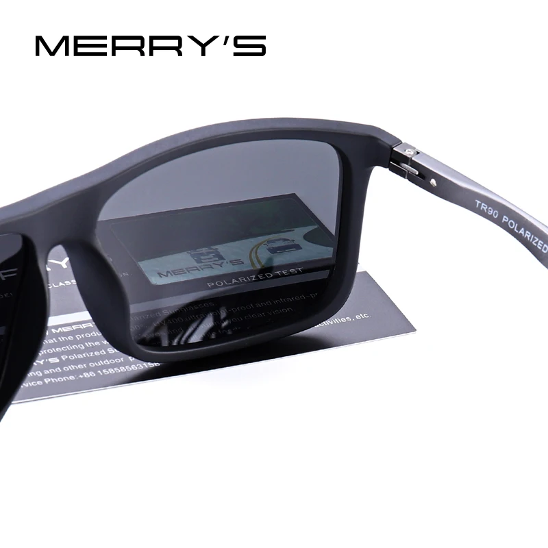 Koop MERRYS ONTWERP Mannen Gepolariseerde Vierkante Zonnebril Outdoor Sport Mannelijke Eyewear Luchtvaart Aluminium Benen UV400 Bescherming S8132