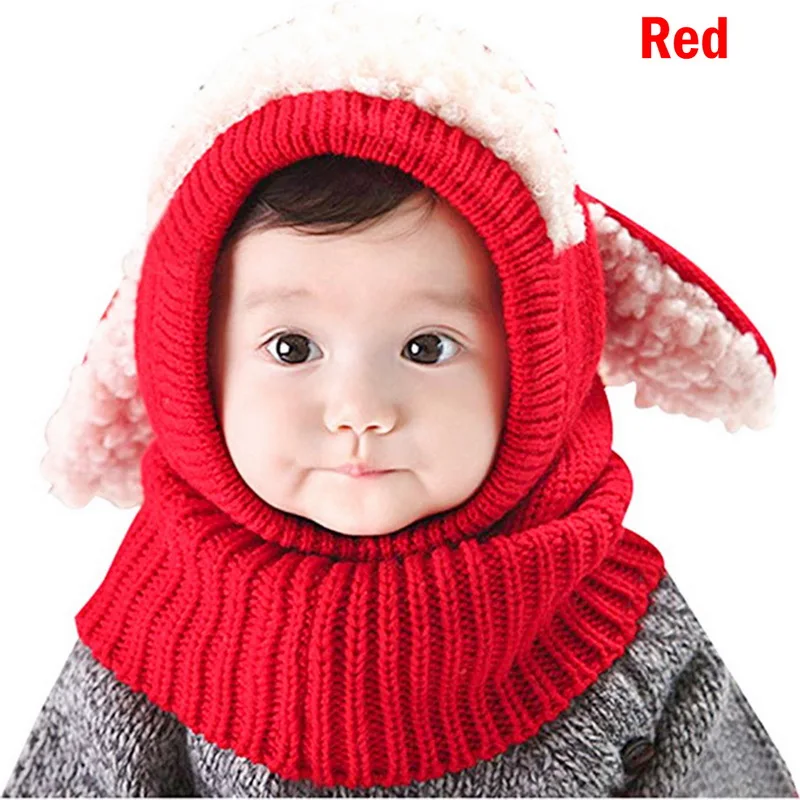 

Drop shipping LOOZYKIT Winter Baby Unisex-Warm Puppy Cloak Scarf Shawl Infant Skull Caps Smart Hat Siamese wool cap