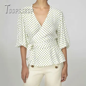 

Little Polka Dot Printing Women Blouse 2019 Spring Summer full Sleeve Female Blouses