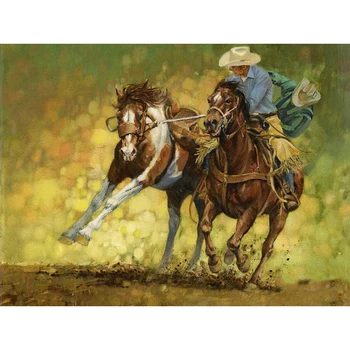 

3D Rhinestone Painting Crystal Home Decor DIY Diamond Painting Cross Stitch "Horse Riding" Diamond Embroidery KBL