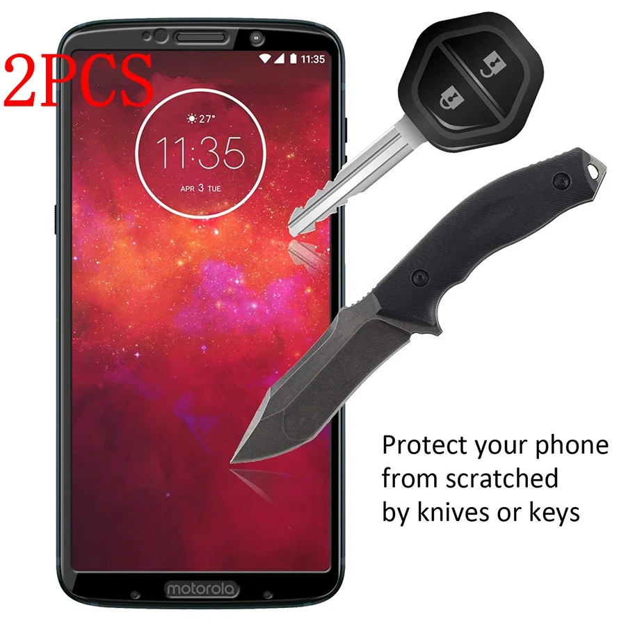 Закаленное стекло с полным покрытием для Motorola Moto Z3 Play 2 шт. защитная пленка экрана