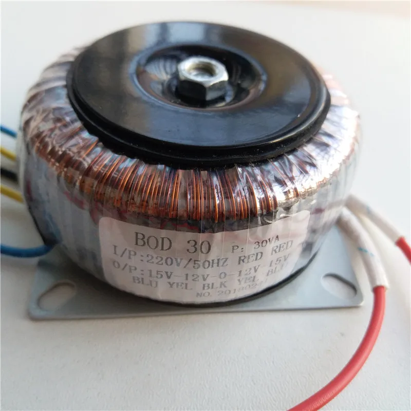 

Dual 12V/15V 15V-12V-0-12V-15V Ring transformer 220V input copper custom toroidal transformer 30VA for power supply amplifier