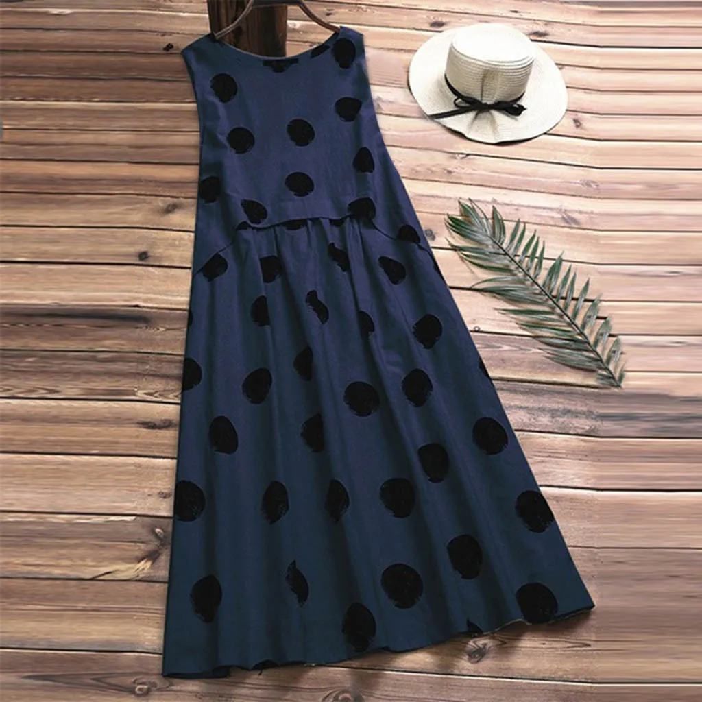 

Blouse Womens O-Neck Wave Point Print Sleeveless Casual Tops Shirt Blouse Chemise Femme Women Tops And Blouses Blusa Feminina