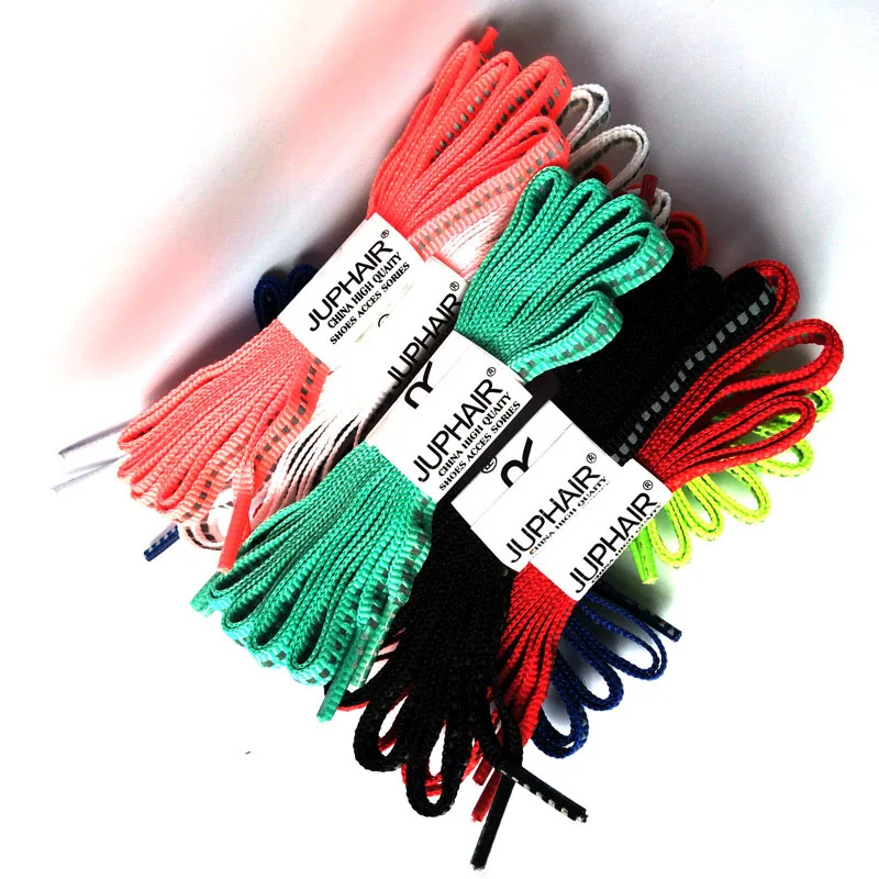 JUP1 Pair Reflective Shoelaces Visibility Flat Shoelaces Running Cycling Safty Minimal Fashion Party Samping Casual Cloth Shoes