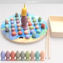 Магнитные рыболовные бусины деревянные детские Игрушки для раннего развития умения настольная игра многофункциональные Обучающие Детские игрушки для детей