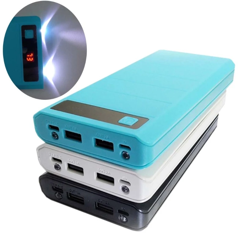 

Portable Type C Input 2 USB Ports 8x 18650 Battery DIY Holder LED Display Power Bank Case Box