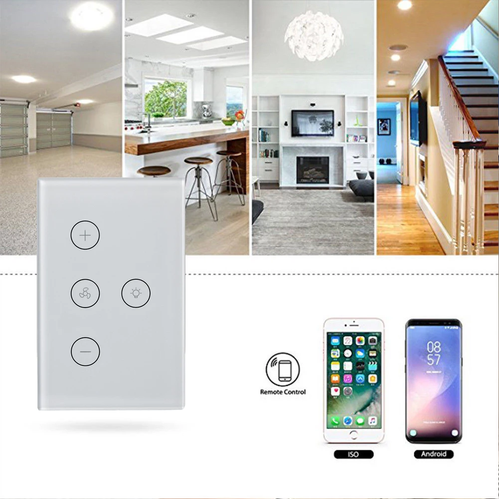 

Wifi Switch Ceiling Fan Controller Smart Light Dimmer with 2.4G RF Remote Light APP Control ON /OFF Control Fan and light