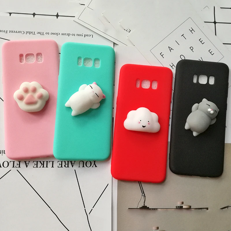 3d Squishy Cat Silicon TPU Soft Cases For Samsung Galaxy S8 S9 plus S7 S6 J3 J5 J7 2017 j510 J710 j310 A6 Candy Back phone Cover (28)