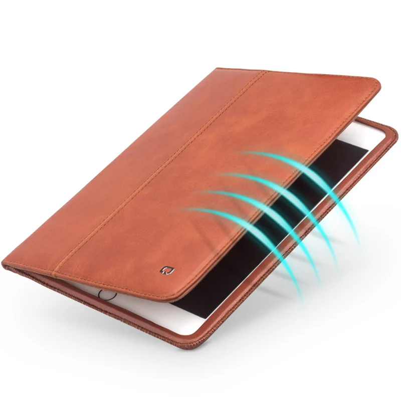 QIALINO Luxury Genuine Leather Smart Stand Flip Cover for iPad mini4 Stents Automatic Black Wake up & Sleep Function Tablet Case