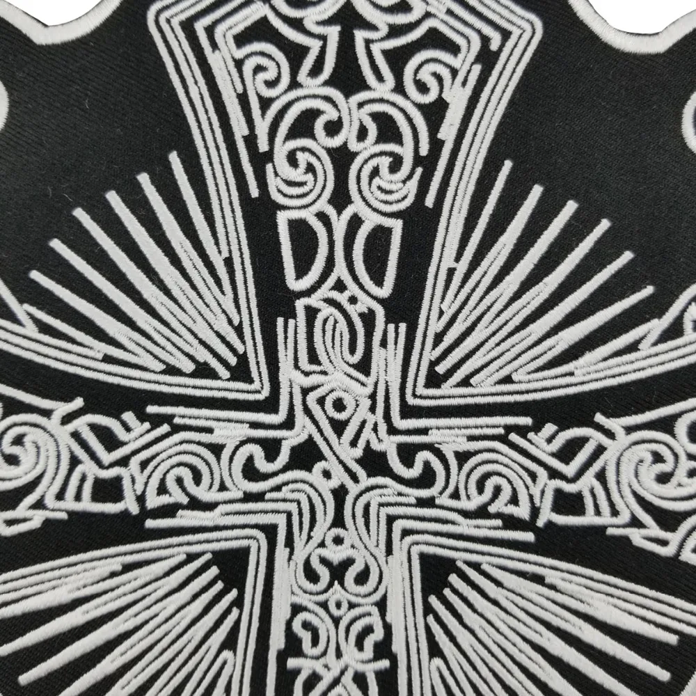 CROSS WITH WINGS Rider Motorcycle Embroidered Iron On Back of Jacket Patch Black twill fabric Free Shipping DIY Eco-Friendly(3)