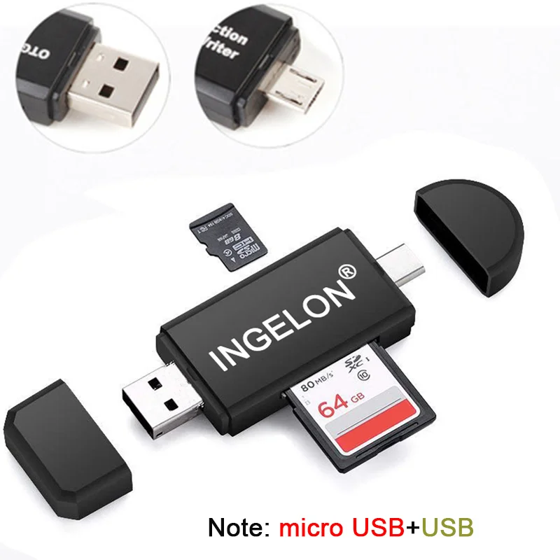 3 в 1 OTG кард-ридер type C& micro USB& USB 2,0 универсальный OTG TF/SD адаптер для micro sd Android Компьютерный адаптер заголовки - Цвет: R320-2in1 Reader