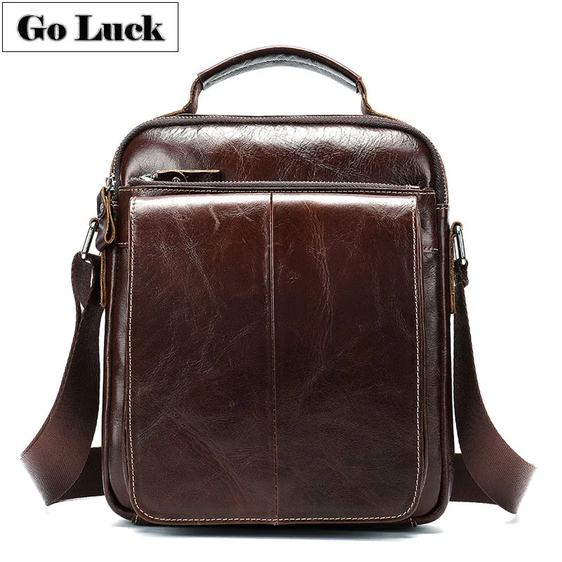 

Genuine Leather Casual Business Handbag Men Cross Body Shoulder Bag Men's Cowhide Messenger Bags Top Handle Ipad Pack