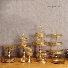 Золотой свадебный торт стенд набор 12 шт. кекс стенд посуда форма для выпечки приспособления для выпечки тортов жаропрочная посуда набор вечерние столовые приборы