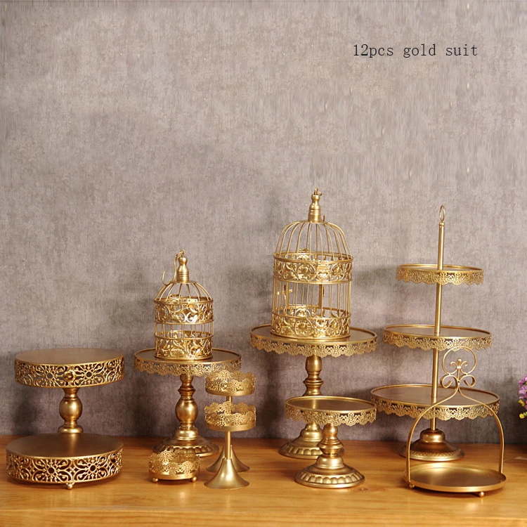gold wedding cake stand set 12 pieces cupcake stand barware decorating