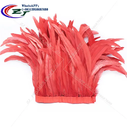 2 ярда петух перо отделка 30-35 см Coque перо нанизанная курица отделка из перьев платье/юбка/костюм карнавальный Декор - Цвет: red