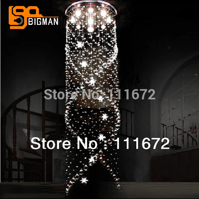 

spiral modern crystal chandelier lights Dia60*H200cm lustre LED hanging lamp staircase chandelier