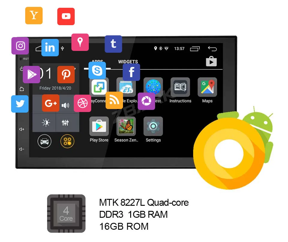 Flash Deal Android 8.1 Double 2 Din 7 inch  Quad Core GPS Navigation  Universal Car Stereo Player Radio YHTY7003A1 2