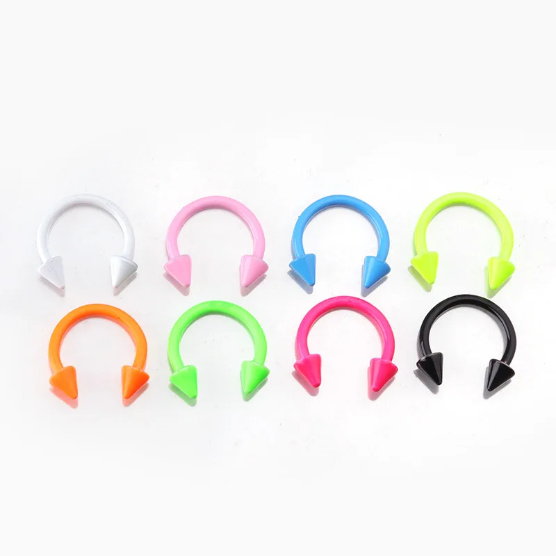 

8pcs Colorful Stainless Steel Horseshoe Spike Nose Septum Rings Eyebrow Tragus Ear Rings Body Piercing Nariz Jewelry Piercing