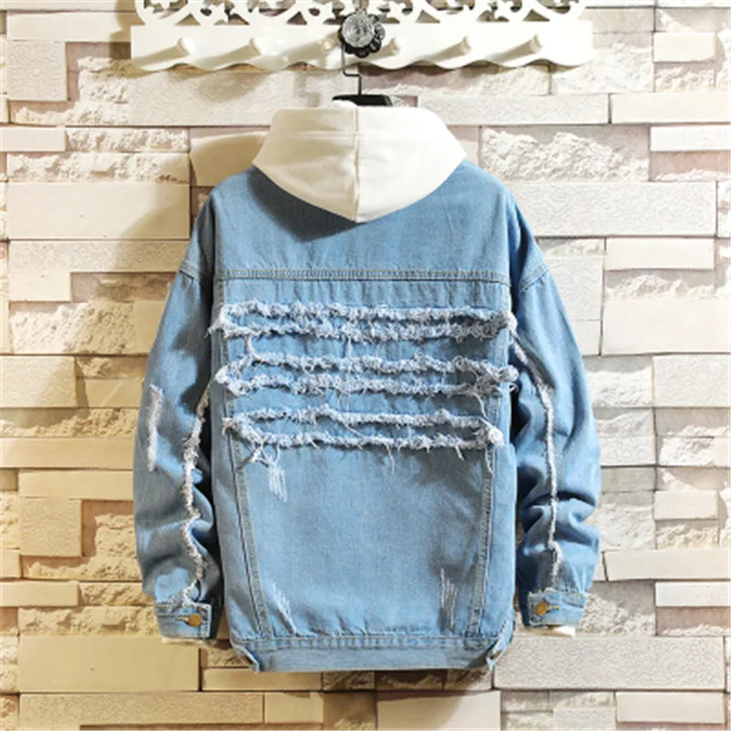 

Jeans Jacket Men 2019 Autumn Hip Hop Streetwear Fashion Denim Jackets Men Cotton Casual New Patchwork Denim Jacket Coat For