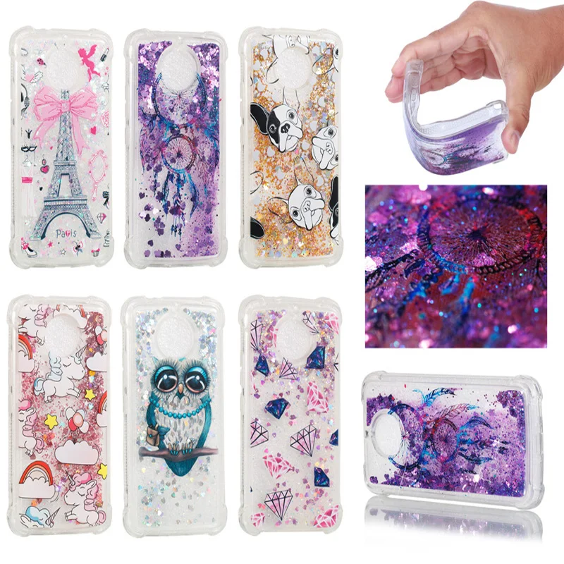 

Luxury Owl Glitter Liquid Sand Quicksand Soft TPU Silicone Phone Cover Shell Coque Fundas Capa for Motorola E4 EU G5S Case