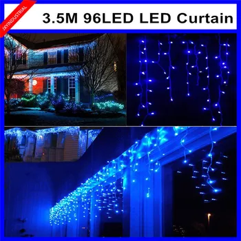 

220V Led String Christmas Lights Curtain 3.5m/96leds With 8 Modes for Holiday/Party/Garden/New Year/Decoration Free Shipping