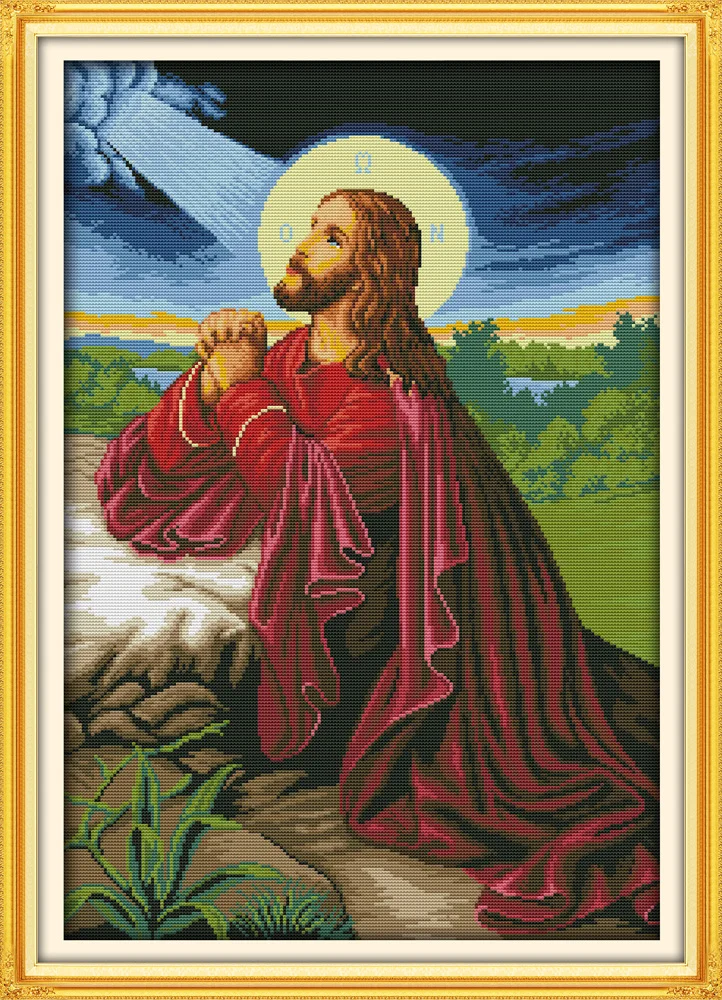 Jesus (7), counted printed on fabric DMC 14CT 11CT Cross ...