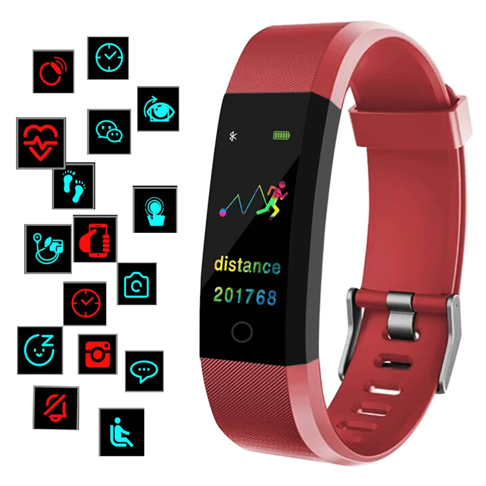 

SZMUGUA Bluetooth Smart Bracelet Color Display Waterproof Band Sport Blood Pressure Fitness Tracker Heart Rate Monitor Wristband