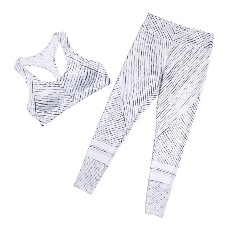 Striped Yoga Set Tracksuit Sexy Yoga Bra 