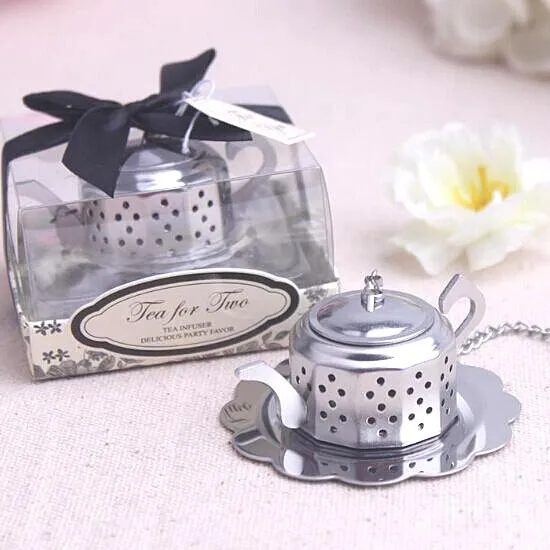 wedding favor gift and giveaways Tea for Two Teapot Tea Infuser Favours party favor 40pcs/lot
