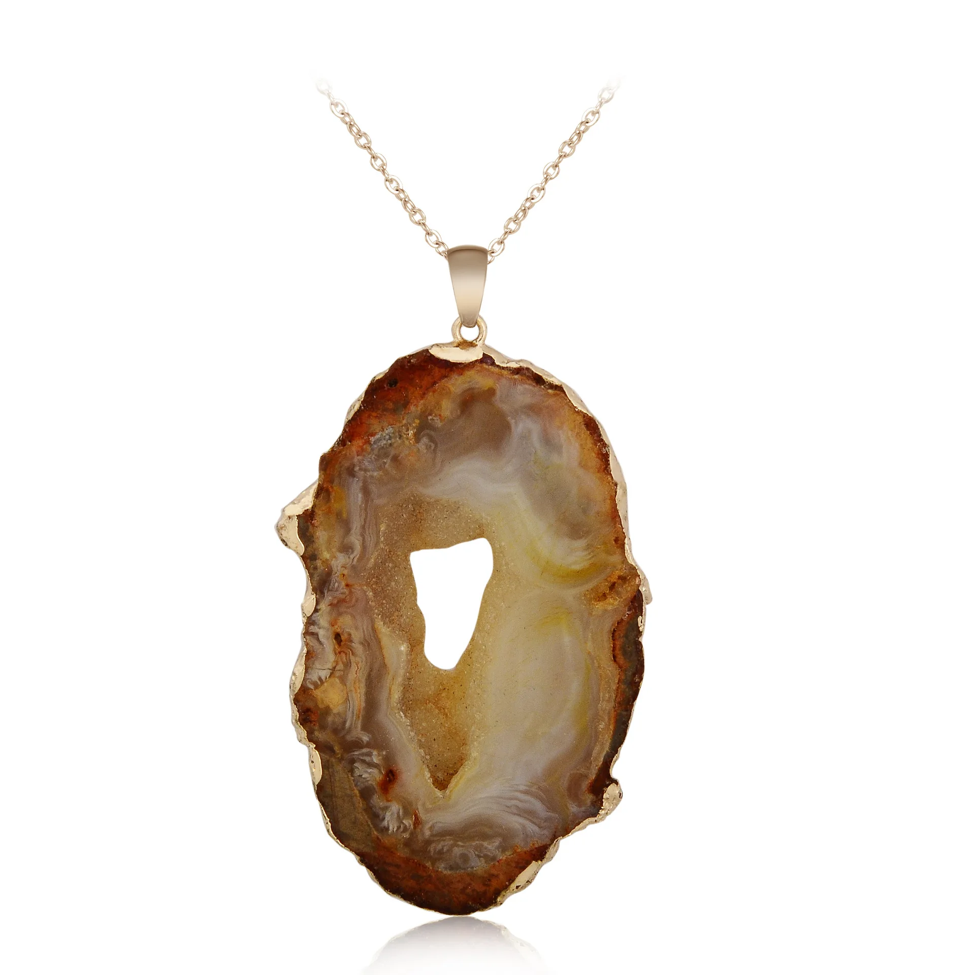 Женские Подвески Geode Drusy Druzys розовые желтые натуральные бразильские золотого