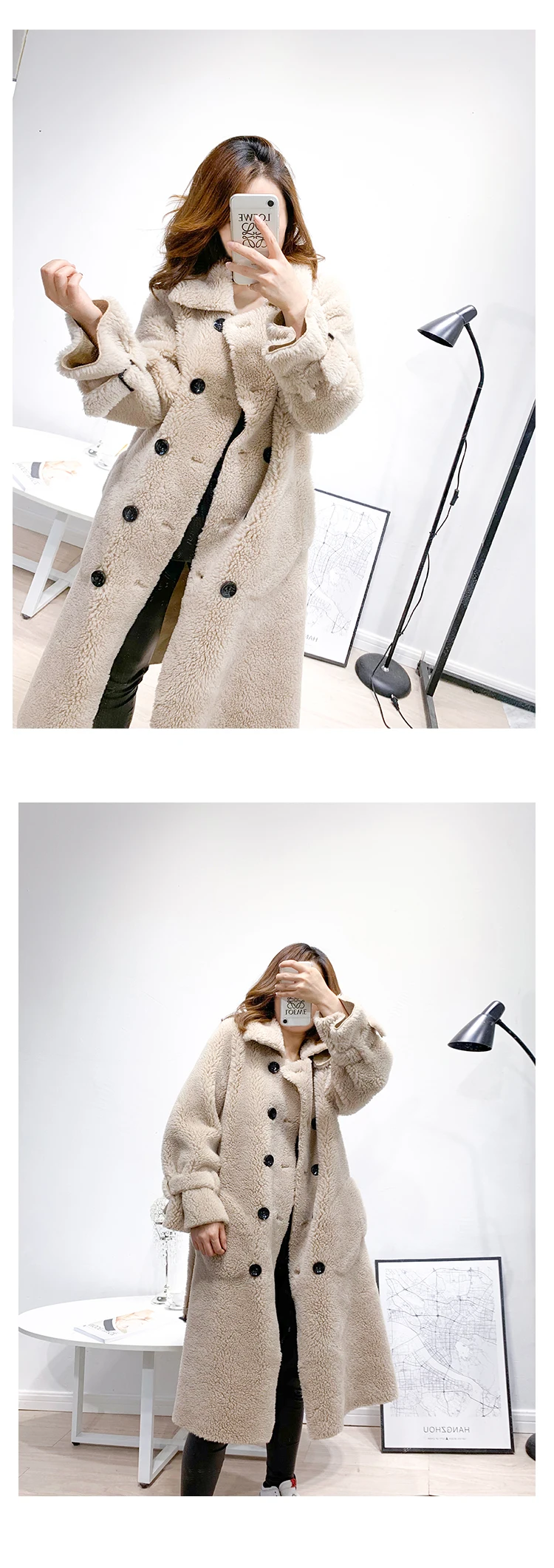 OFTBUY, зимняя женская куртка, гранулы, Овечья стрижка, искусственный мех, длинное пальто, 50% шерсть, двубортный Тренч, пальто, уличная одежда
