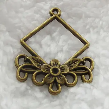 

120 pieces antique bronze earring connector 34x27mm #251